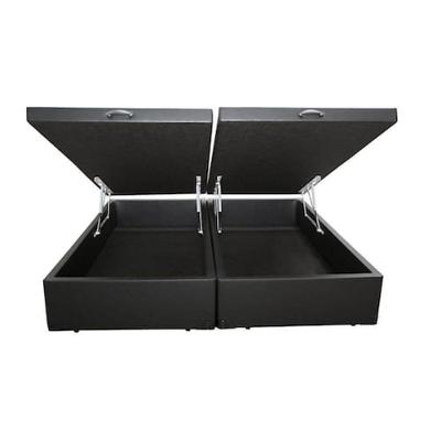 Base Box Baú King Bipartido Sintético Cinza 42x193x203