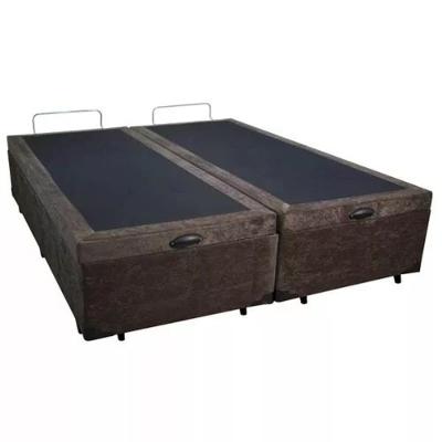 Cama Box Baú Casal Em Sued Marron Bipartido Com Pistão A Gás - 138x188