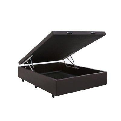 Base Box Baú Casal Sintético Marrom - 38x138x188