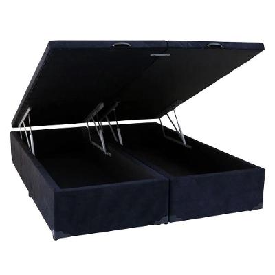 Cama Box Baú Casal Em Sued Preto Bipartido - 138x188