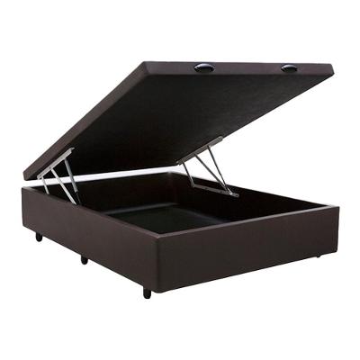 Cama Box Baú Casal Sintético Marrom 42x138x188