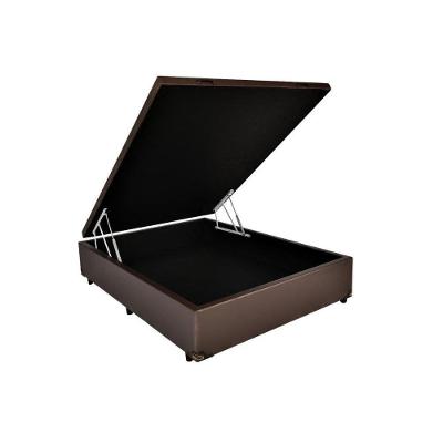 Cama Box Baú Casal Sintético Marrom 38x138x188
