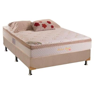 Cama Box Casal: Colchão Molas Ensacadas Herval MasterPocket Pallace Bambu Plus + Base CRC Suede Bege(138x188)