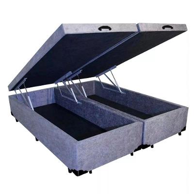 Cama Box Baú Casal Em Sued Cinza Bipartido Com Pistão A Gás - 138x188