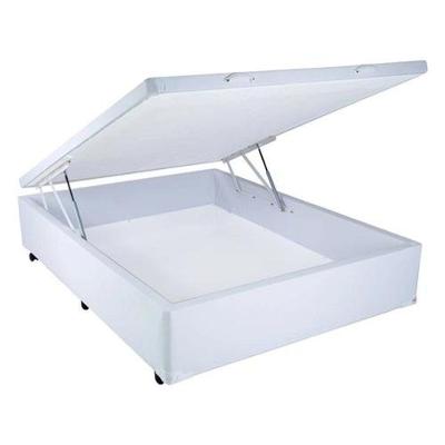 Cama Box Baú Casal Branco Sintético - 138x188