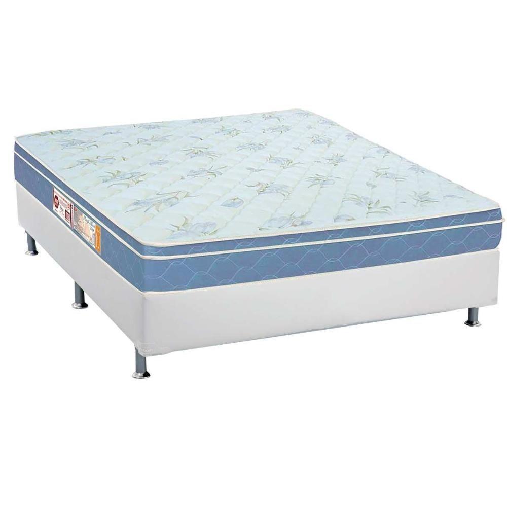 Cama Box Casal: Colchão Espuma Castor D45 Sleep Max + Base CRC Courano White(138x188) - 1