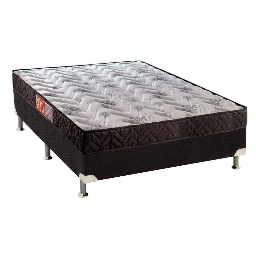 Cama Box Casal: Colchão Espuma Paropas D23 Pasquale + Base Unviersal Suede Black CRC(138x188) - 1