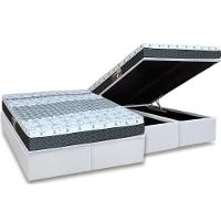 Cama Box Baú Queen: Colchão Molas Bonnel Castor System Class One Face + Base CRC Courano White(158x198) - 1