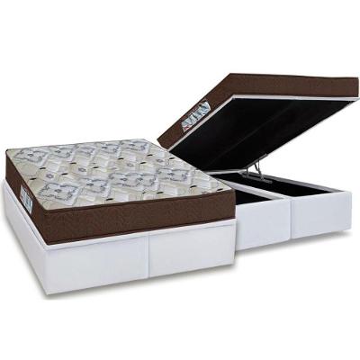 Cama Box Baú Queen: Colchão Espuma D45 Ortobom  / EP ISO 150 Mega Firme + Base CRC Courano White(158x198)