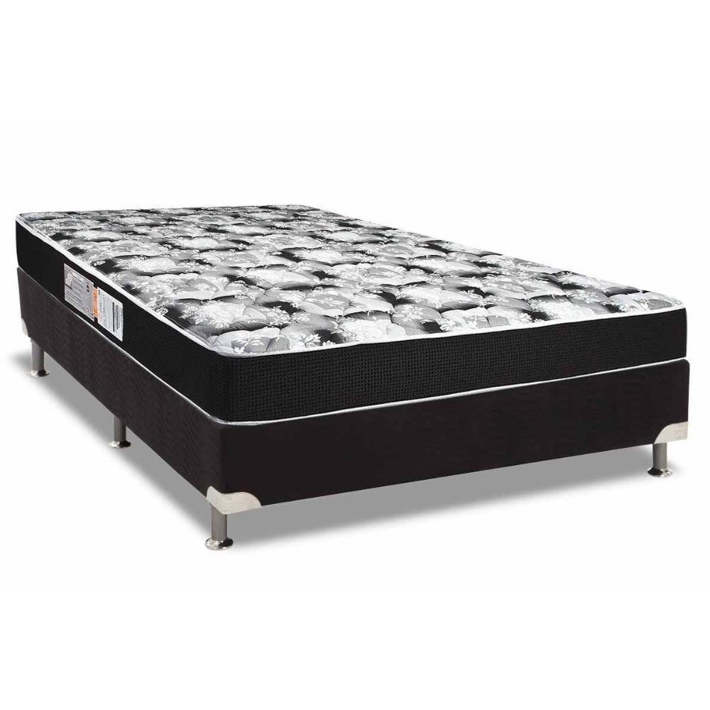 Cama Box Casal: Colchão Espuma D33 Luckspuma Supreme Black Pró Saúde Duplo + Base CRC Suede Black(138x188) - 1