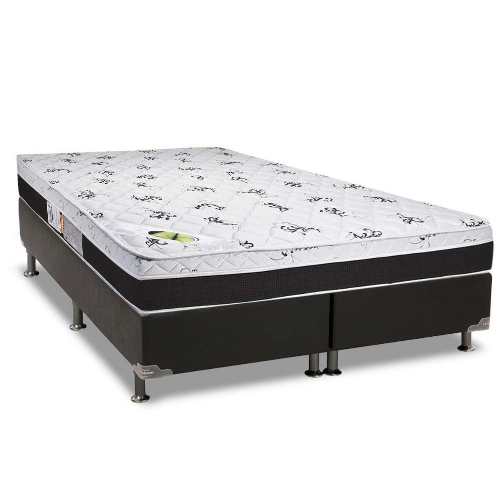Cama Box Queen: Colchão Espuma Luckspuma D33/AG65 Aspen 50 + Base CRC Suede Black(158x198) - 1
