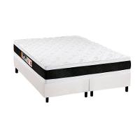 Cama Box Queen: Colchão Espuma Castor D45 Black e White Double Face + Base CRC Courano White(158x198) - 1