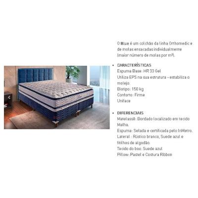 Cama Box Casal: Colchão Molas Paropas MasterPocket Ensacadas Blue + Base CRC Rústico Branco(138x188)