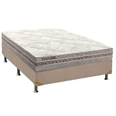 Cama Box Casal: Colchão Molas MasterPocket Ensacadas Paropas   Texture + Base CRC Suede Bege(138x188)