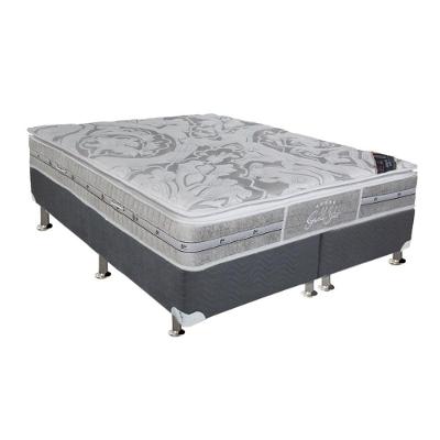 Cama Box Queen: Colchão Molas Pocket Ensacadas Castor  Super Luxo Látex SLX + Base CRC Suede Cinza(158x198)