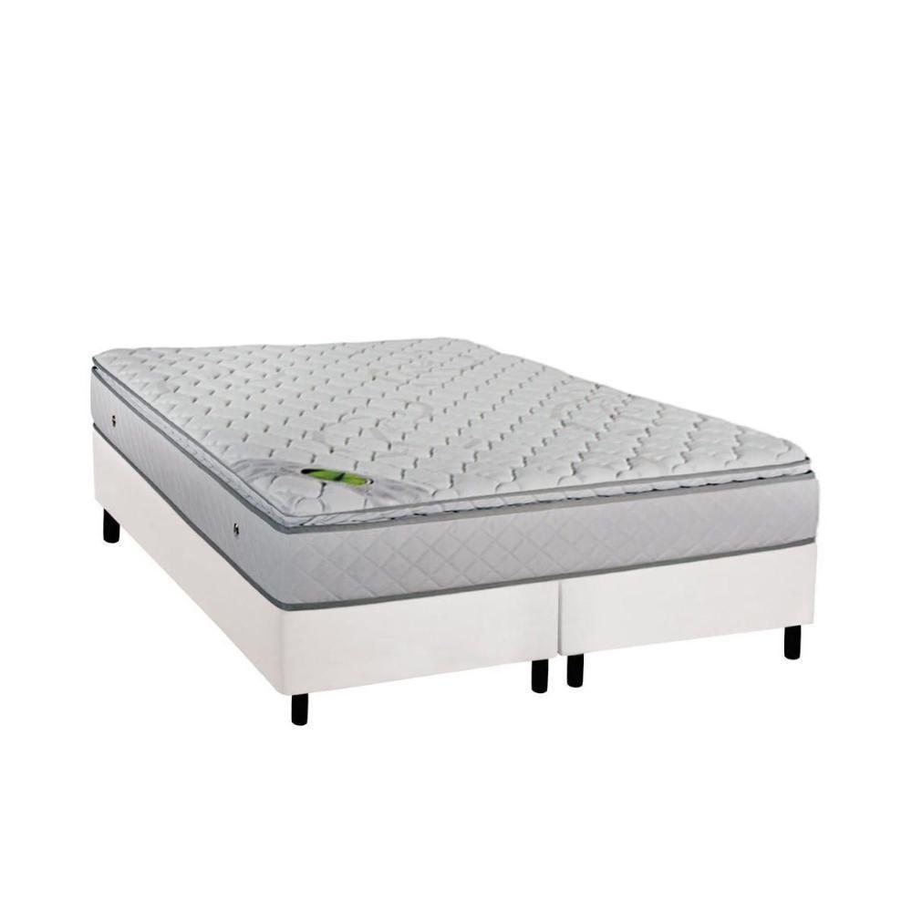 Cama Box Queen: Colchão Molas Ensacadas Luckspuma MasterPocket Luck Spring + Base CRC Courano White(158x198) - 1