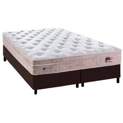 Cama Box King: Colchão Molas MasterPocket Ensacadas Plumatex   Miami + Base CRC Courano Marrom(193x203)