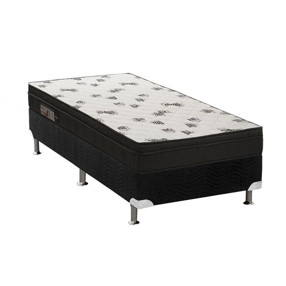 Cama Box Solteiro: Colchão Espuma Ortobom D45 Light Saúde Ortopilow + Base CRC Suede Black(88x188) - 1