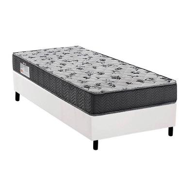 Cama Box Solteiro: Colchão Espuma D33 Ortobom /EP Fort Tech ISO 100 + Base CRC Courano White(88x188)