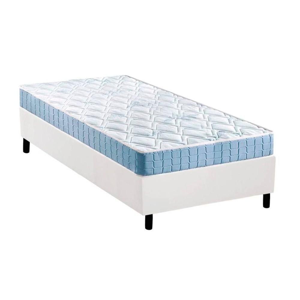 Cama Box Solteiro: Colchão Espuma Anjos Querubim + Base CRC Courano White(88x188) - 1