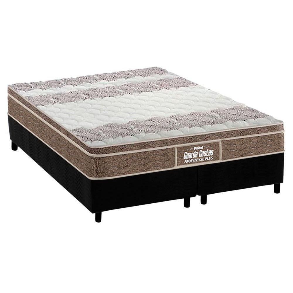 Cama Box Queen: Colchão Ortopédico Probel D33/Ep Guarda Costas Próintense Plus + Base Black(158X198) - 1