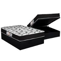 Cama Box Baú Casal: Colchão Espuma D45 Luckspuma Gran Luck Pró Saúde Duplo + Base CRC Suede Black(138x188) - 1