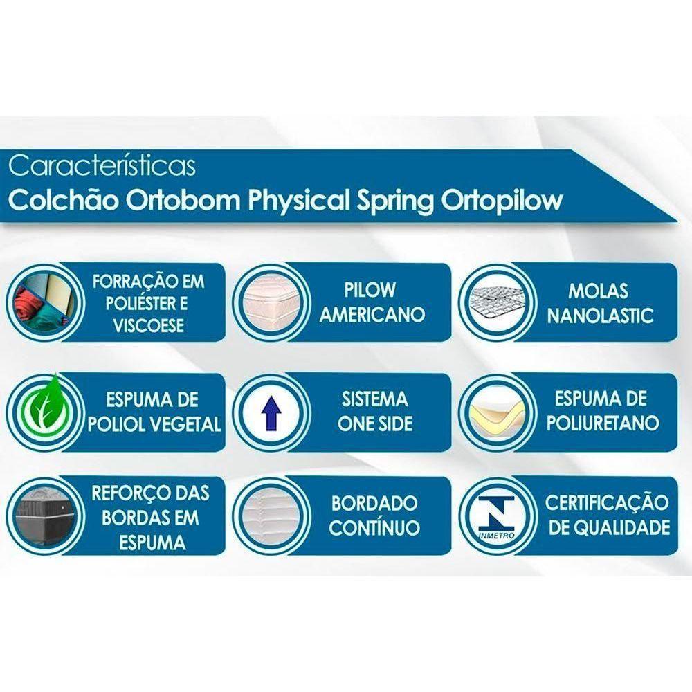 Cama Box Solteiro: Colchão Molas Ortobom Nanolastic Physical Spring + Base CRC Courano White(88x188) - 4