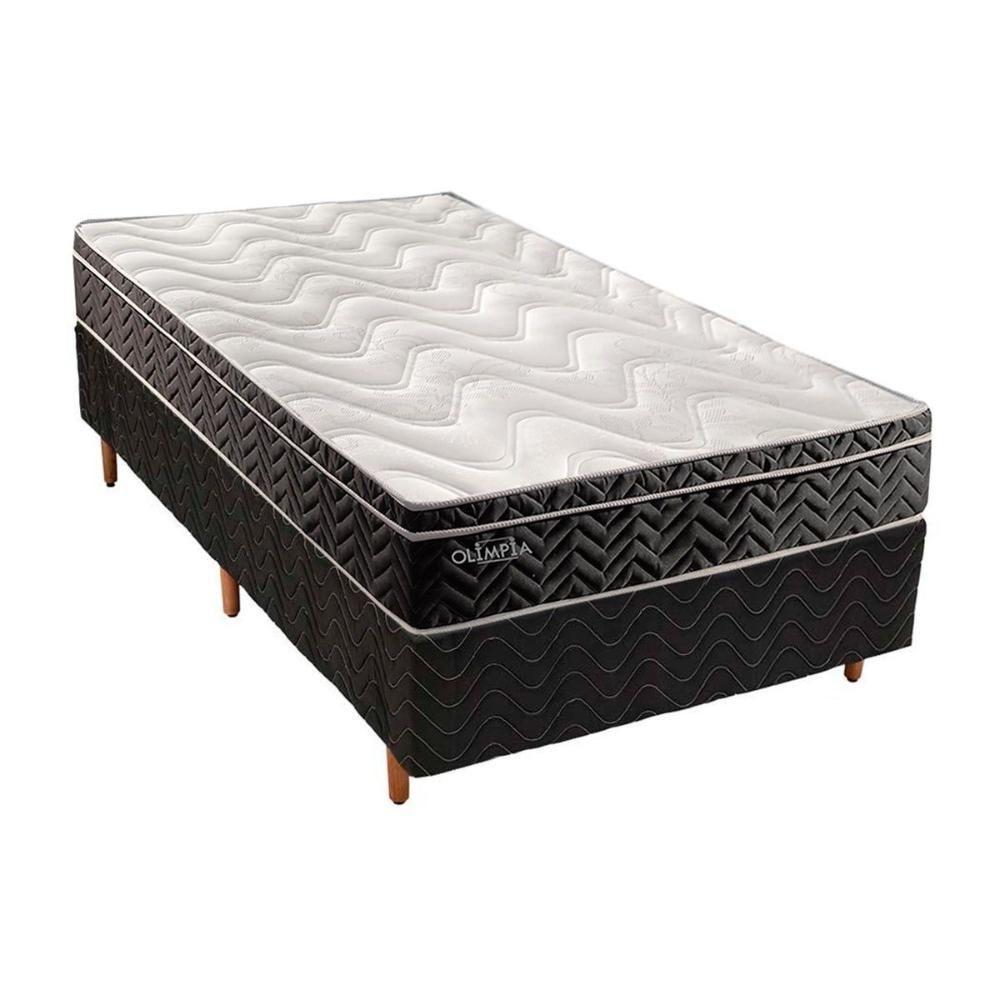 Cama Box Solteiro: Colchão Molas Paropas Extrapedic Olímpia + Base Crc Suede Black(88X188) - 1