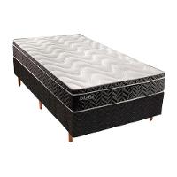 Cama Box Solteiro: Colchão Molas Paropas Extrapedic Olímpia + Base Crc Suede Black(88X188) - 1