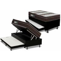 Cama Box Baú c/Auxiliar Solteiro: Colchão Ortopédico Ortobom  Light + Base CRC Courano Black(88x188) - 1