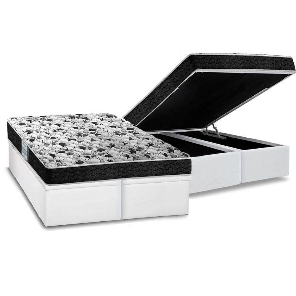 Cama Box Baú Queen: Colchão Espuma Probel D23 ProDormir Advanced + Base CRC Courano White(158x198) - 1