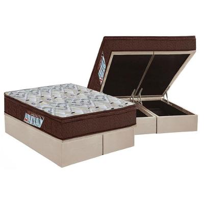 Cama Box Baú Queen: Colchão Espuma Ortobom D45 / EP ISO 150 Mega Firme + Base CRC Suede Clean(158x198)
