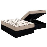 Cama Box Baú Queen: Colchão Espuma Ortobom D28 Physical Mega Resistente + Base CRC Courano Black(158x198) - 1