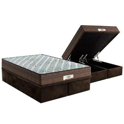 Cama Box Baú Queen: Colchão Molas Ensacadas Probel Pallace + Base Brown(158X198)