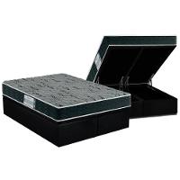 Cama Box Baú Queen: Colchão Espuma Probel D33 ProDormir Advanced Mega Resistente + Base CRC Suede Black(158x198) - 1