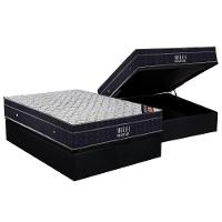 Cama Box Baú Casal: Colchão Molas Ortobom Nanolastic Airtech Progressive + Base CRC Suede Black(138x188) - 1