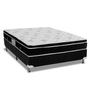 Cama Box Casal: Colchão Molas Ortobom Nanolastic Physical Spring + Base CRC Suede Black(138x188) - 1