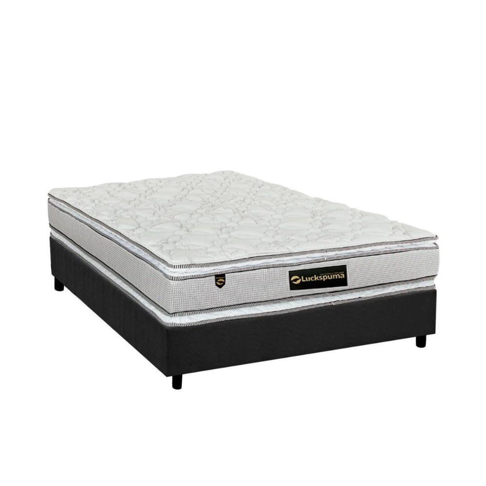 Cama Box Casal: Colchão Molas Ensacadas Luckspuma MasterPocket Lucksfaction Plus + Base CRC Suede Gray(138x188) - 1