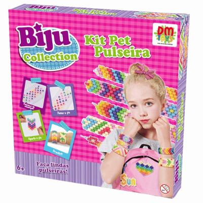 Kit de Pulseiras Infantis Kit Pulseiras Pet Biju Collection com Miçangas Diversas e Fechos DM Toys