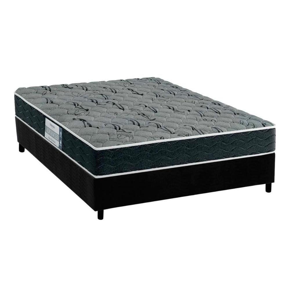 Cama Box Casal: Colchão Espuma D33 Probel Advanced Mega Resistente + Base CRC Suede Black(138x188) - 1