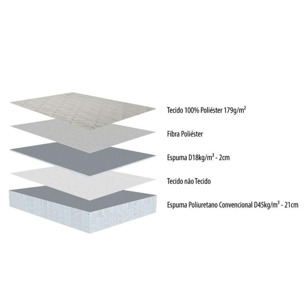 Cama Box Casal: Colchão Espuma D45 Herval Top + Base CRC Suede Bege(138x188) - 9