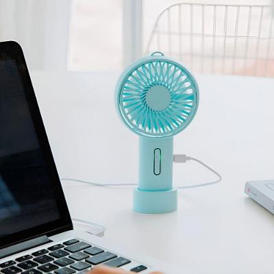 Ventilador Portátil de Mesa Recarregável Azul Mini com LED USB 2 Velocidades
