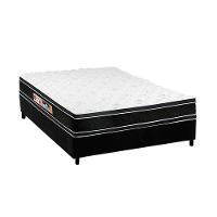 Cama Box Casal: Colchão Espuma Castor D33 Black e White Double Face + Base CRC Suede Black(138x188) - 1