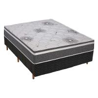 Cama Box Casal: Colchão Espuma D33 Polar Pérola Premium + Base CRC Fantasy Black(138x188) - 1