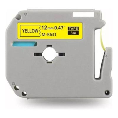 4 Fita Rotuladora Mk-631 Amarela Letra Preta Compatível 12mm Amarelo Letra Preta