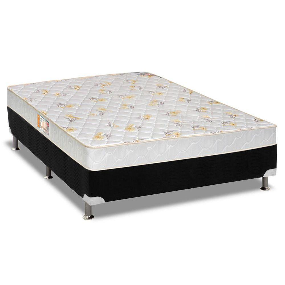 Cama Box Casal: Colchão Espuma Castor D28 Sleep Max + Base CRC Suede Black(138x188) - 1
