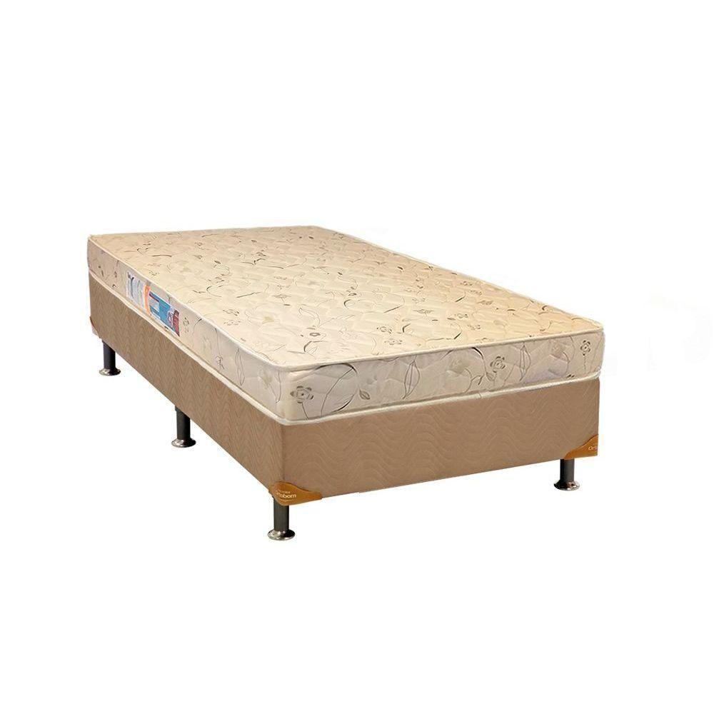 Cama Box c/Auxiliar Solteiro: Colchão Espuma Luckspuma D26 Serene + Base CRC Suede Clean(88x188) - 1