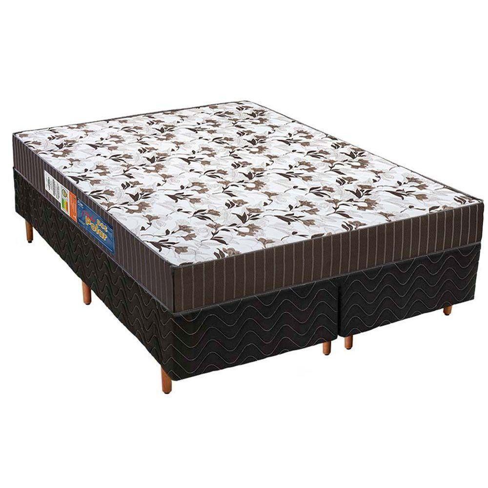 Cama Box Queen: Colchão Espuma D33 Polar Pérola + Base Crc Fantasy Black(158X198) - 1
