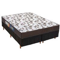 Cama Box Queen: Colchão Espuma D33 Polar Pérola + Base Crc Fantasy Black(158X198) - 1