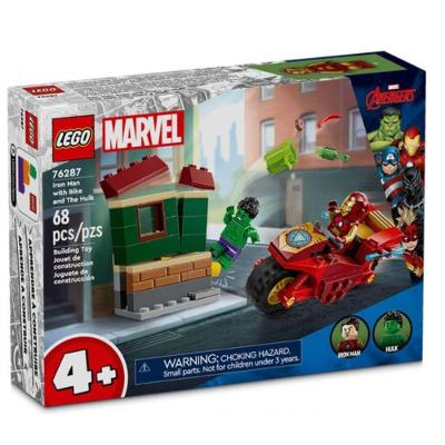Lego Marvel - Homem De Ferro Com Bicicleta E O Hulk - 68 Peças - 76287